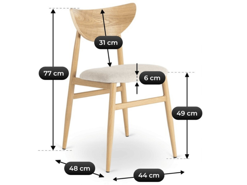 Set of 2 "Lumbra" Scandinavian-style wooden dining chairs - Beige