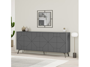 Dune" wooden sideboard - 183 x 35 x 77 cm - Anthracite 2