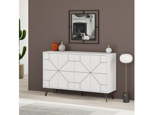 Dune" wooden sideboard - 123 x 35 x 62 cm - White 2
