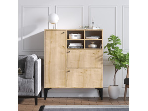 Ewa" wooden sideboard - 100 x 35 x 125 cm - Sapphire Oak 2