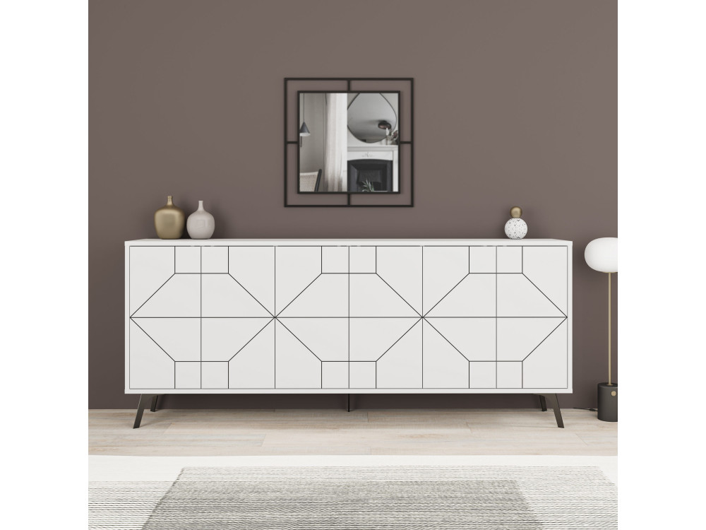 Dune" wooden sideboard - 184 x 35 x 77 cm - White