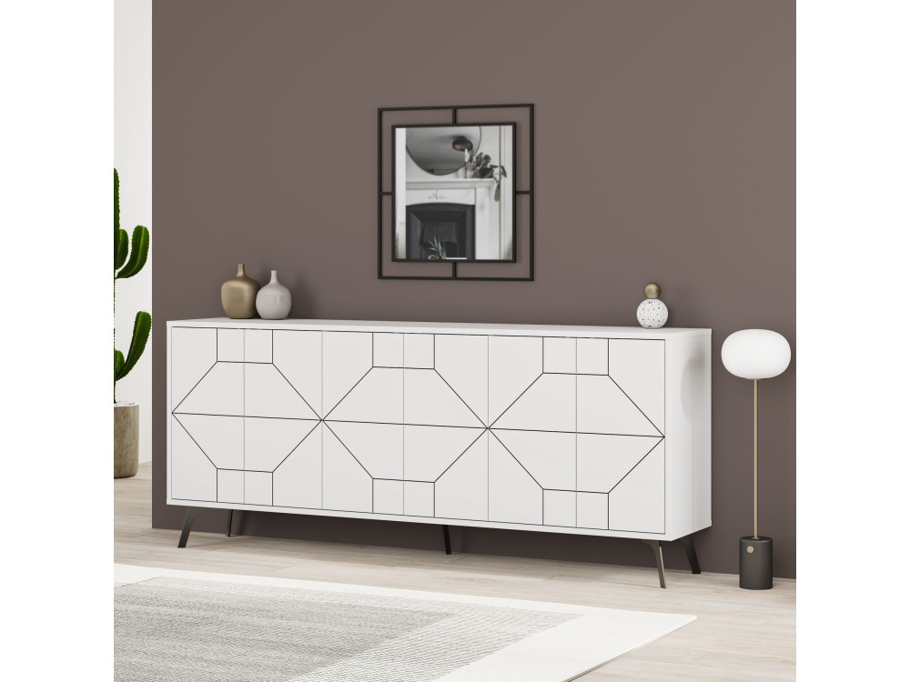 Dune" wooden sideboard - 184 x 35 x 77 cm - White