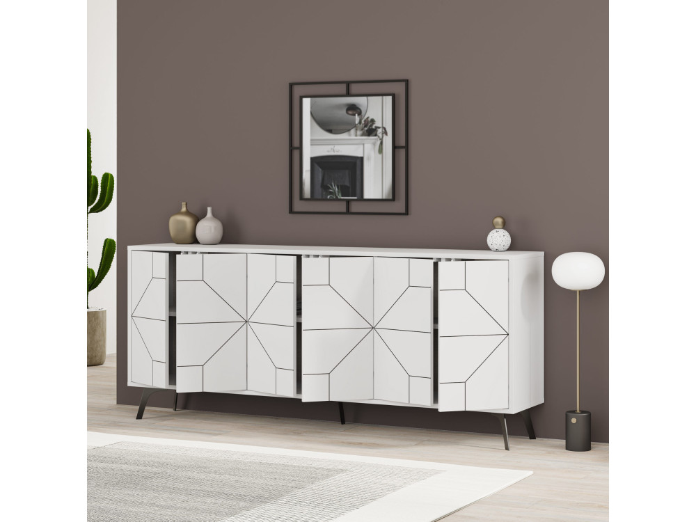 Dune" wooden sideboard - 184 x 35 x 77 cm - White