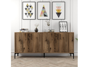 Kiev" wooden sideboard - 180 x 35 x 78 cm - Walnut 2