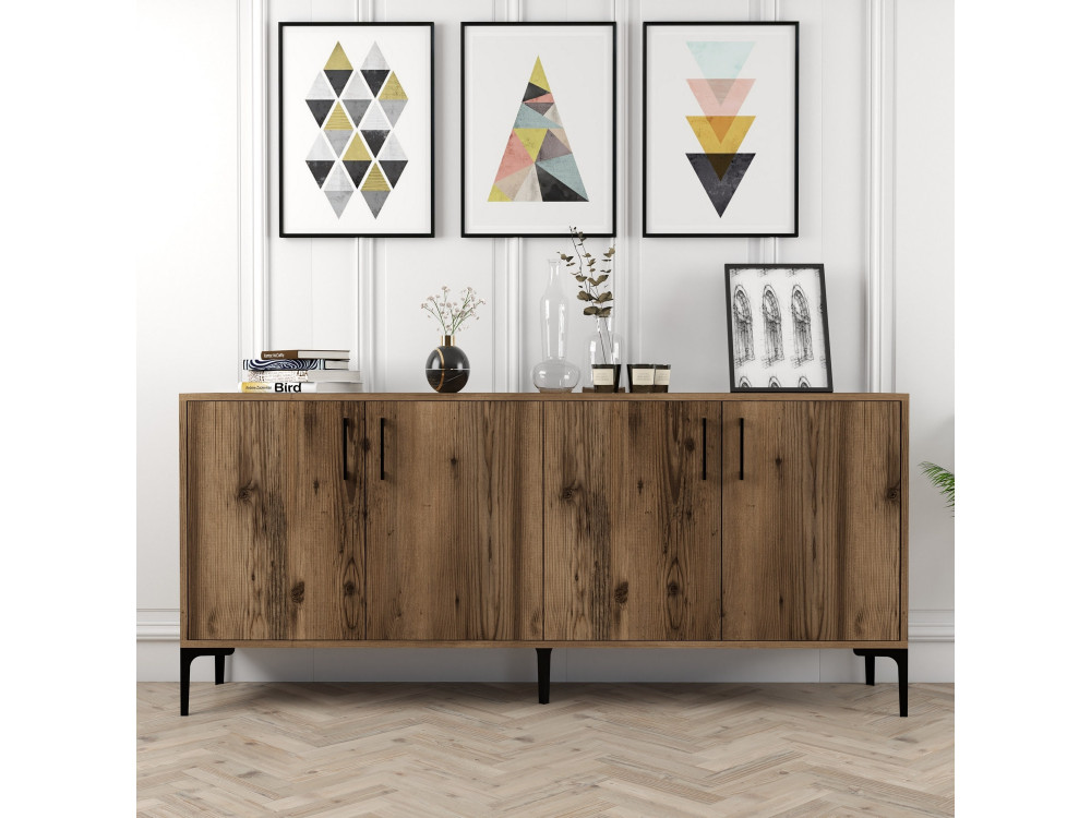Kiev" wooden sideboard - 180 x 35 x 78 cm - Walnut