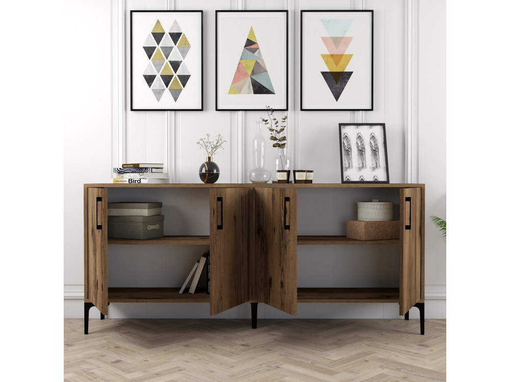 Kiev" wooden sideboard - 180 x 35 x 78 cm - Walnut