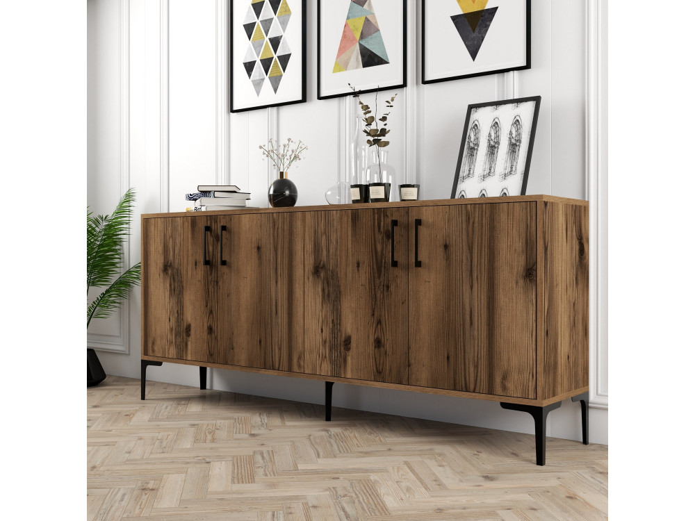 Kiev" wooden sideboard - 180 x 35 x 78 cm - Walnut