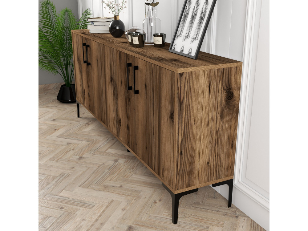 Kiev" wooden sideboard - 180 x 35 x 78 cm - Walnut