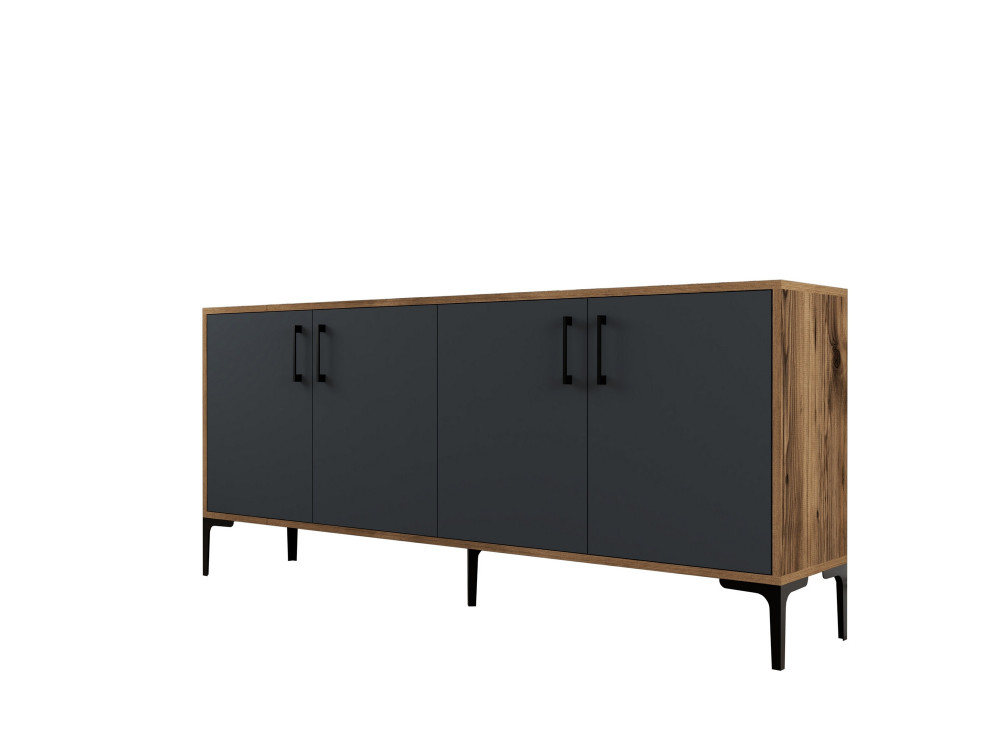 Kiev" wooden sideboard - 180 x 35 x 78 cm - Anthracite grey