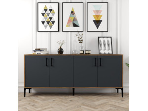 Kiev" wooden sideboard - 180 x 35 x 78 cm - Anthracite grey 2