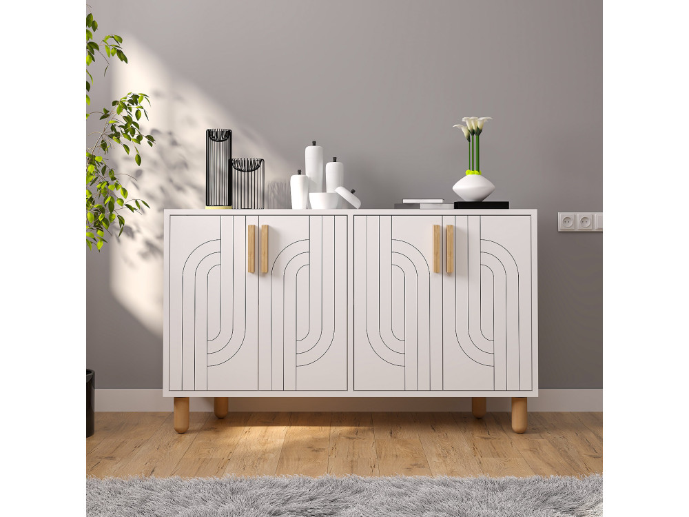 Rodney" wooden sideboard - 120 x 29 x 73 cm - White