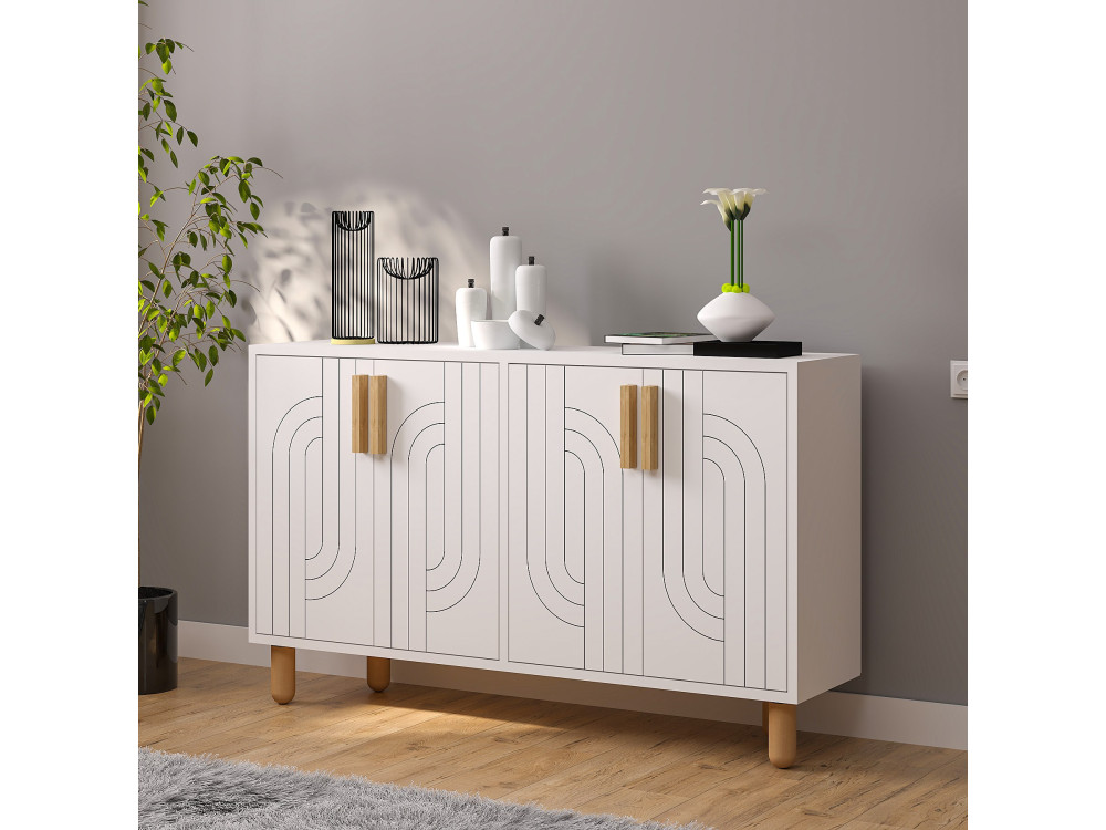 Rodney" wooden sideboard - 120 x 29 x 73 cm - White