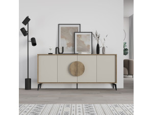 Gora Wide" wooden sideboard - 180 x 36 x 82 cm - Cream 2