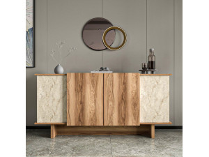 Diana" wooden sideboard - 180 x 40 x 81 cm - Travertine 2