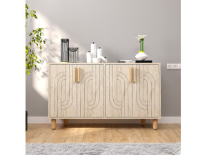 Rodney" wooden sideboard - 120 x 30 x 74 cm - Travertine 2
