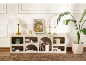 Ferlis" wooden sideboard - 160 x 40 x 51 cm - Travertine 2