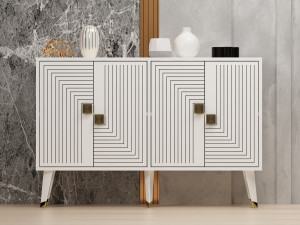 Ahart" wooden sideboard - 120 x 30 x 80 cm - White 2