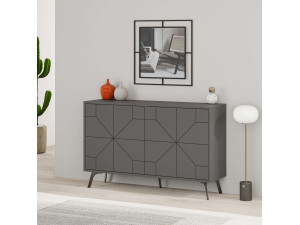 Dune" wooden sideboard - 123 x 35 x 62 cm - Charcoal grey 2