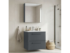 "Nuvola 65 v2" Vanity Set with Mirror (2-Piece) - 65 x 50 x 62 cm - Anthracite 2