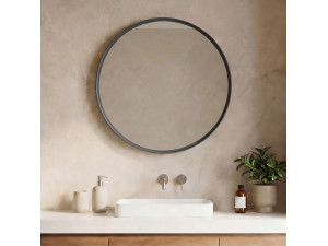 "Moonlight 90 v2" Decorative Wooden Mirror - 90 x 7 x 90 cm - Matte Anthracite 2