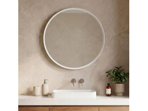 "Moonlight 90 v2" Decorative Wooden Mirror - 90 x 7 x 90 cm - Matte White 2