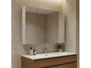 "Nuvola 100 v2" Bathroom Cabinet with Mirror - 97 x 16 x 66 cm - Cashmere 2