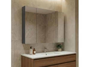 "Nuvola 100 v2" Bathroom Cabinet with Mirror - 97 x 16 x 66 cm - Anthracite 2
