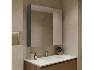 "Nuvola 60 v2" Bathroom Cabinet with Mirror - 66 x 16 x 60 cm - Anthracite 2