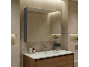 "Nuvola 80 v2" Bathroom Cabinet with Mirror - 75 x 16 x 66 cm - Anthracite 2