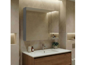 "Nuvola 80 v2" Bathroom Cabinet with Mirror - 75 x 16 x 66 cm - Grey 2