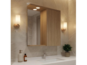"Purus 55" Bathroom Vanity with Mirror - 56 x 18 x 68 cm - Sonomo Oak 2