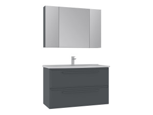 "Nuvola 100 v2" Vanity Set with Mirror (2-Piece) - 100 x 50 x 62 cm - Anthracite