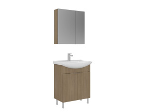 "Purus 65" Vanity Set with Mirror (2-Piece) - 65 x 50 x 83 cm - Oak