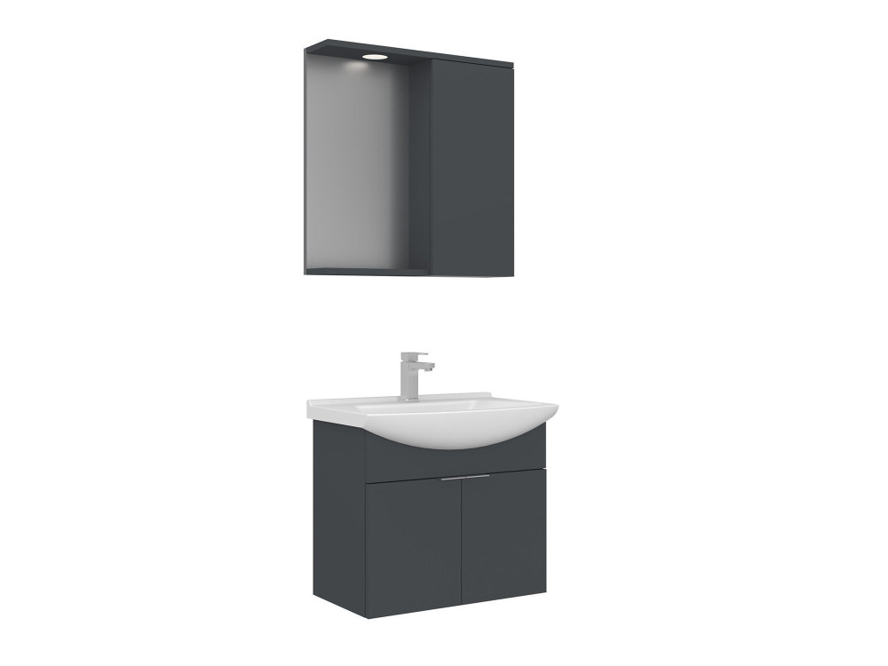 "Purus 65" Vanity Set with Mirror (2-Piece) - 65 x 50 x 58 cm - Matte Anthracite