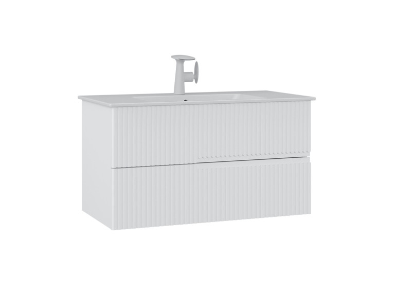 "Moonlight 90 v2" Vanity Cabinet - 91 x 51 x 51 cm - Matte White