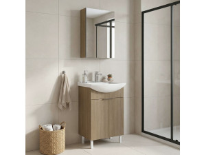 "Purus 55" Vanity Set with Mirror (2-Piece) - 55 x 50 x 83 cm - Oak 2