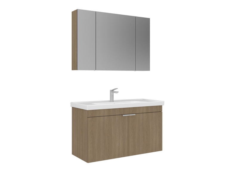 "Desna 100" Vanity Set with Mirror (2-Piece) - 100 x 45 x 58 cm - Oak