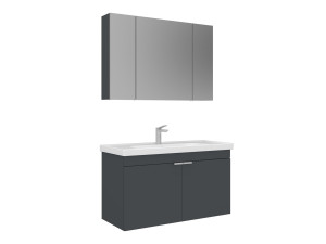 "Desna 100" Vanity Set with Mirror (2-Piece) - 100 x 45 x 58 cm - Matte Anthracite