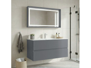 Vanity Set with Mirror (2-Piece) "Nest 121 v2" - 121 x 51 x 55 cm - Matte Gray 2