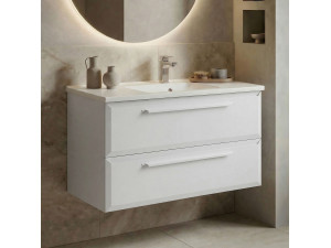 "Nuvola 100 v2" Vanity Cabinet - 100 x 50 x 62 cm - White 2