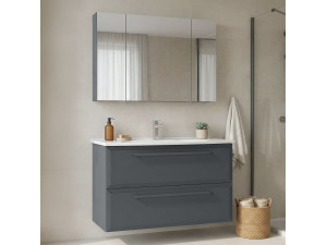 "Nuvola 100 v2" Vanity Set with Mirror (2-Piece) - 100 x 50 x 62 cm - Anthracite 2