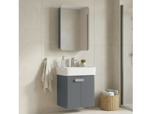 "Orbit 55" Vanity Set with Mirror (2-Piece) - 55 x 38 x 62 cm - Grey 2