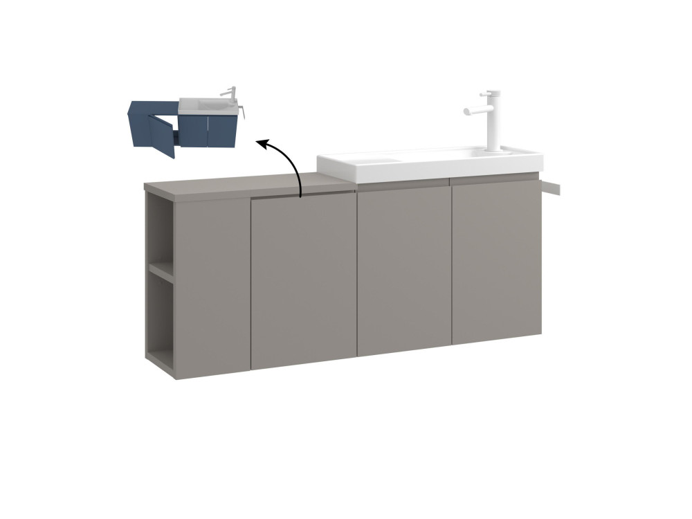 "Ferla 110" Vanity Cabinet - 110 x 22 x 45 cm - Matte Mink