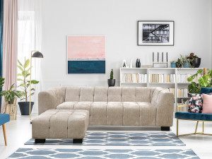 3-seater design sofa in chenille fabric "Foch" - Beige 2