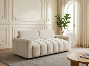 Express convertible sofa bed "Isadora" - Mattress 18 cm - Bedding 140 cm - 3 seater - Beige 2