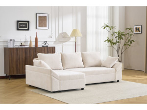 Vaugirard II" textured fabric convertible and reversible corner sofa - 3 seater - Beige 2