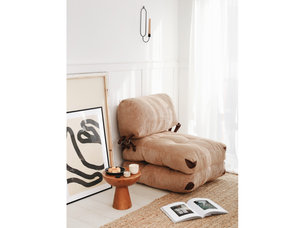 Fold" fabric armchair-bed - 80 x 60 x 70 cm - Brown