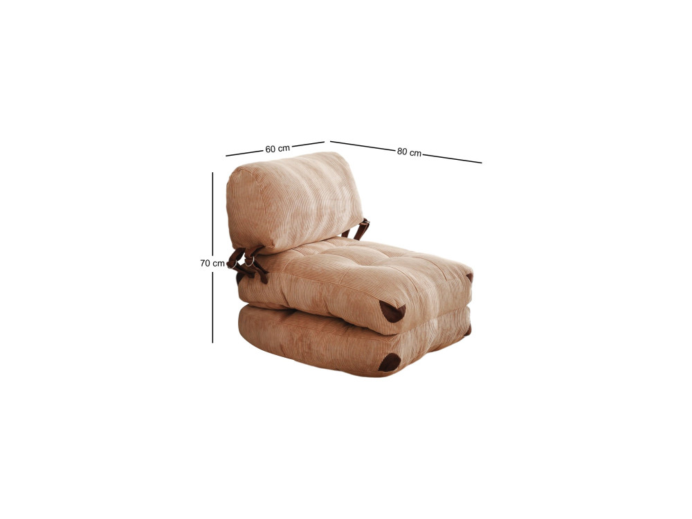 Fold" fabric armchair-bed - 80 x 60 x 70 cm - Brown