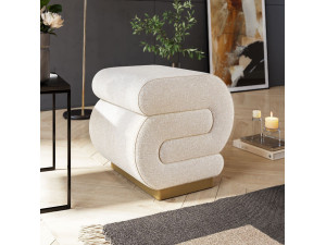 Wooden pouffe "Sally" 40 x 42 x 42 cm - Cream 2