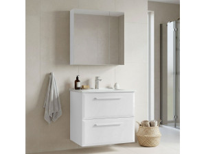 "Nuvola 65 v2" Vanity Set with Mirror (2-Piece) - 65 x 50 x 62 cm - White 2